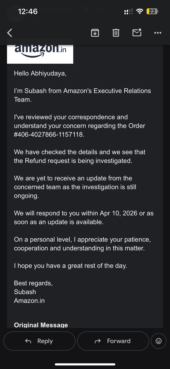 constantabhi's tweet photo. @AmazonHelp Which one? Because every other member comes, issues a refund the it gets rejected and again a new person comes. Is this some kind of fraud-loop? I just want my refund back. @amazonIN @AmazonHelp @jagograhakjago https://t.co/Qb1SjmNpk1