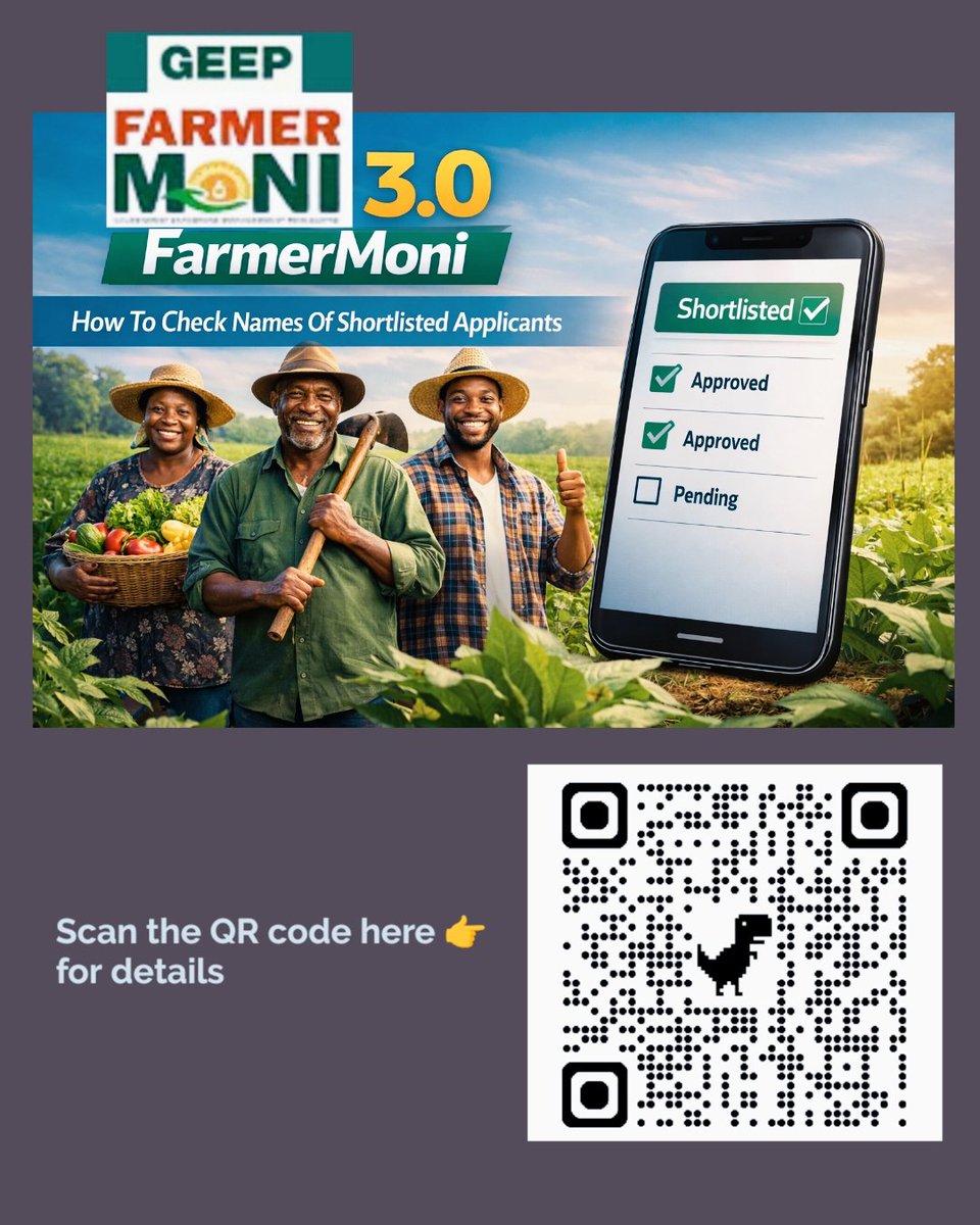 NpowerDG's tweet image. GEEP 3.0 Farmermonie Loan: How To Check Names Of Shortlisted Applicants

Details here npowerdg.com/2026/04/geep-3…