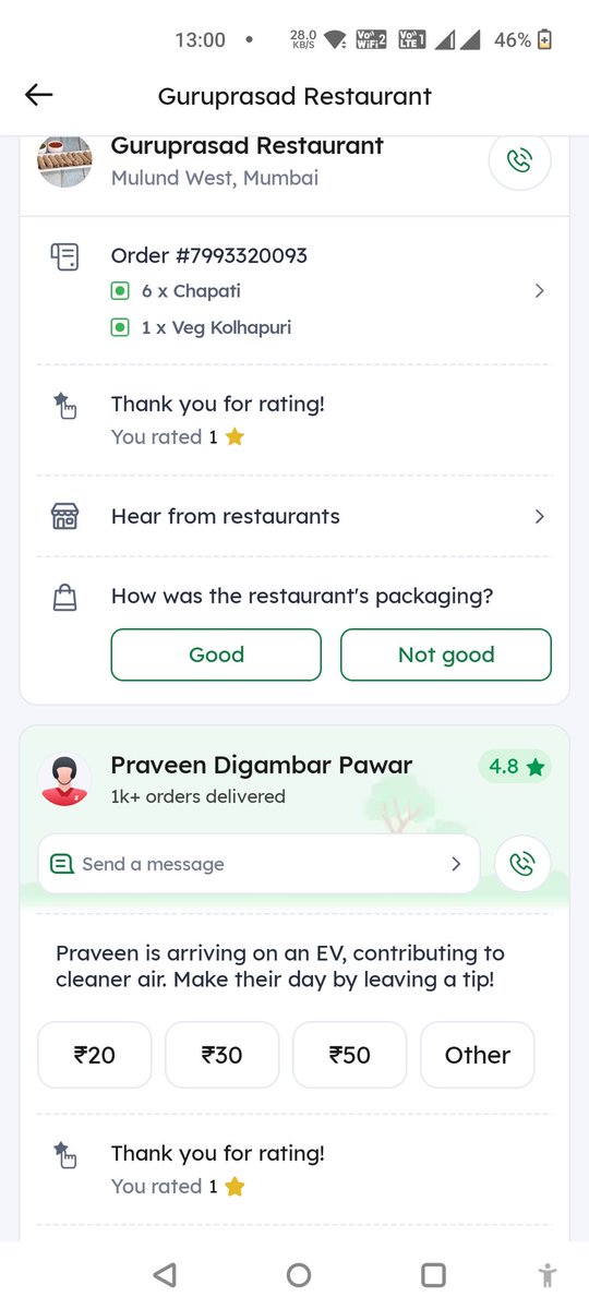 ankitgada17's tweet photo. @zomatocare @zomato @deepigoyal 
not even picking up the call and and without informing leave the food at security counter which is very poor service while i had done 4 time called he has not pickup the call please take strict action against him https://t.co/bVB9ljM8uD