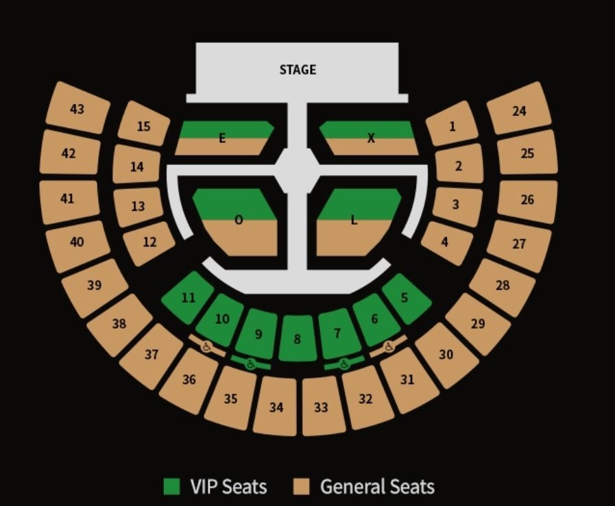 Stage position exo member 
EXhOrizon in Seoul Day 1 
based on setlist for your guide in choosing a seat  #EXhOrizon_in_Seoul <a href="/weareoneEXO/">EXO</a>