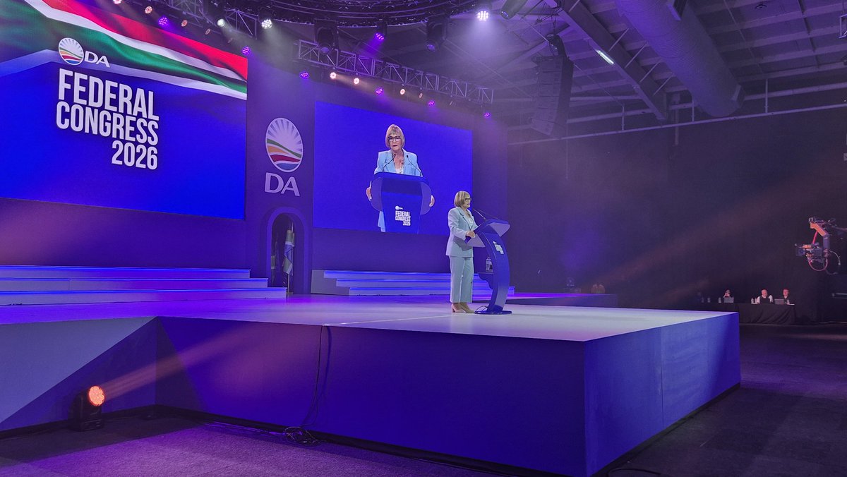 Our_DA's tweet photo. 🎥 WATCH | DA Federal Council Chair Helen Zille addresses delegates at the #DAcongress2026. The DA is the only party where leaders are elected openly, fairly, and democratically.

📲 Stay locked in for every moment across our socials
🔗 Or get more here: https://t.co/3sSTpspEoU https://t.co/qpSVfvJ1nm