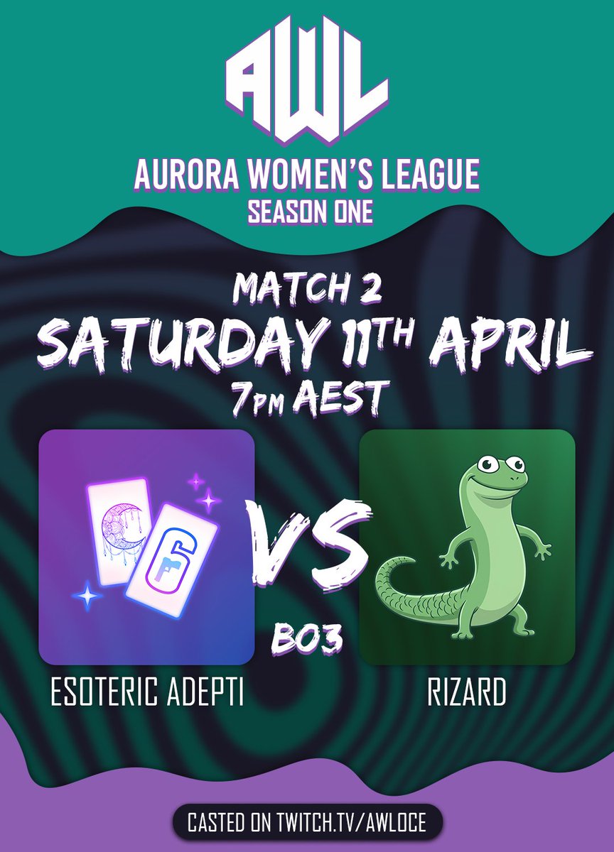 AWLOCE's tweet photo. Tune into https://t.co/geal9z8bM1 at 7pm AEST to see Esoteric Adepti Take on Rizard, in Match 2. They will be playing a Best of 3 Format with the teams each earning points for their placement in the Finals!

Casted by - @MrTGaming_nvm 

#AWLOCE @R6esportsOCE https://t.co/52hZ32dlRJ