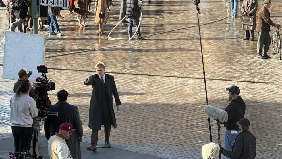 Jack Lowden as Bernie Gunther on the set of Berlin Noir