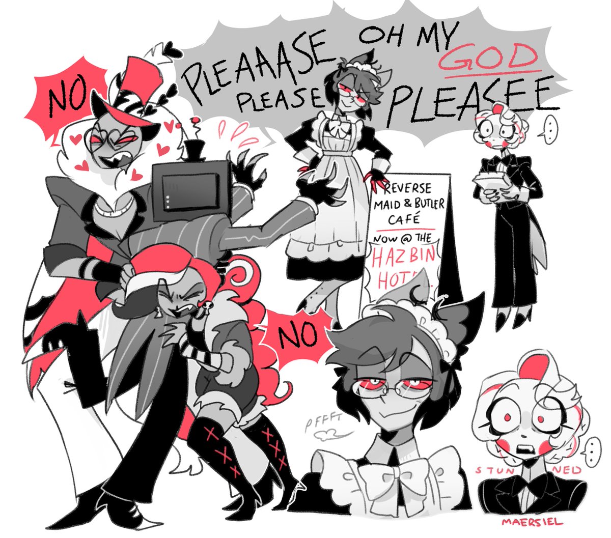 MA3RSIEL's tweet image. maid &amp;amp; butler cafe take 2 💕
#hazbinhotel #radiostatic #voxal