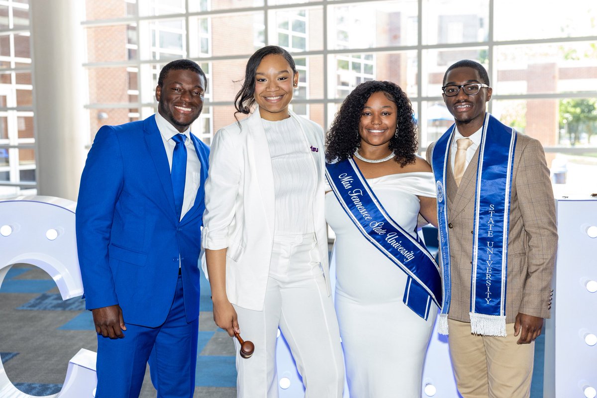 TSUedu's tweet photo. And that’s a wrap on SEC Week at TSU! 🎉💙

Congrats to our newest Top 4 of the 86th administration 👑

VP – Malachi Tate
President – Trinity Clark
Mister TSU – Tylor Miller
Miss TSU – Aamiya Washington https://t.co/MdPrP8b8fm