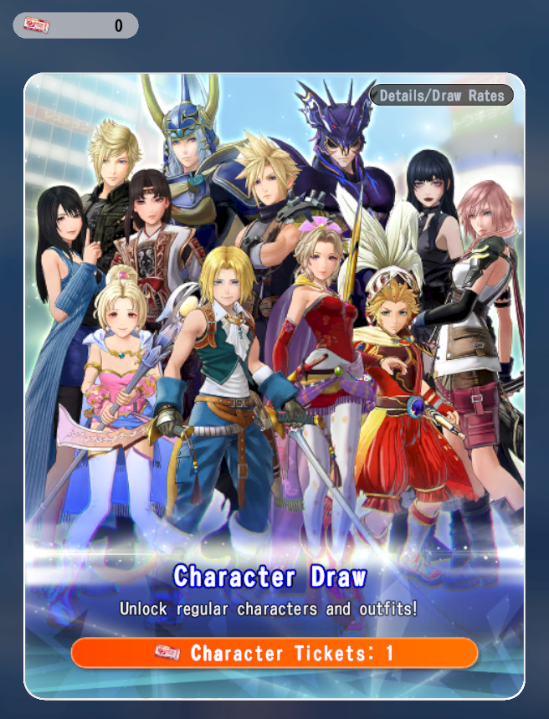 DissidiaDB's tweet photo. Once the pool increase, it's going to be a nightmare to aim for a specific character you're missing.
Unless they introduce more ways to obtain characters tickets, cause 33 ability tickets for 1 ticket is ridiculous.

440 ability rolls = less than 14 chara tickets!
#DISSIDIA #DDFF https://t.co/PxpdE8tf2q