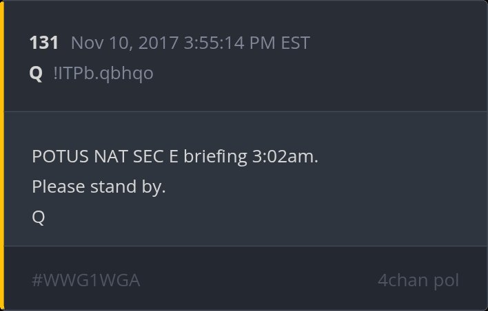 ElvesFrenz's tweet image. READY TO FLY🦅

1️⃣3️⃣1️⃣THE EAGLE HAS LANDED 
POTUS NAT SEC E briefing 3:02am
Please stand by

3️⃣0️⃣2️⃣
#SUPERTUESDAY
For Green
 Q 
—end—
x.com/i/status/18996…