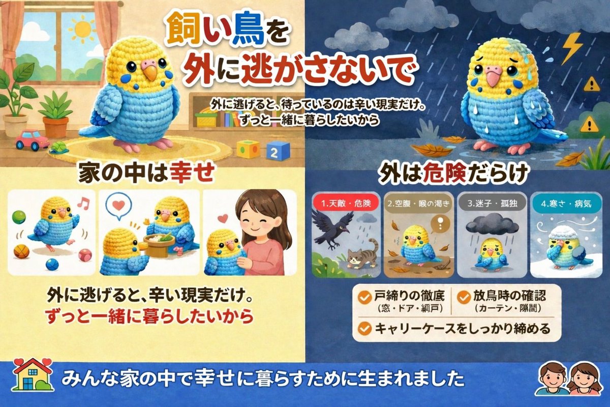 torikymarbo's tweet photo. 鳥飼いの皆様、これからお迎えされる皆様へ🙇‍♂️
暖かい気候となりベランダ等での日光浴に適してきました。又お店に居る雛達に魅入られてお迎えを検討される方もいらっしゃると思います。どうか「ロスト対策」の熟知と実行の徹底をよろしくお願いいたします🙇 https://t.co/6hvmZvGNeH