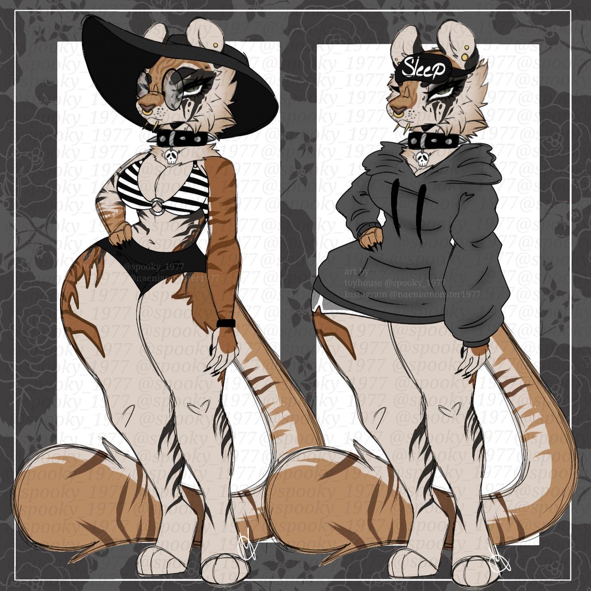 Some outfits for my gal angel 
💜🖤🐯💜🖤 

Art by me
