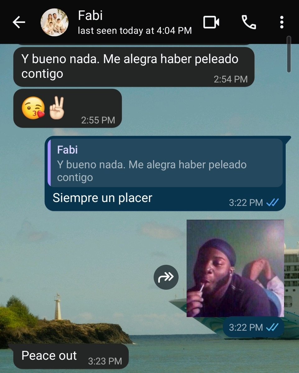 Mi hermana y yo luego de terminar una discusión por WhatsApp:
