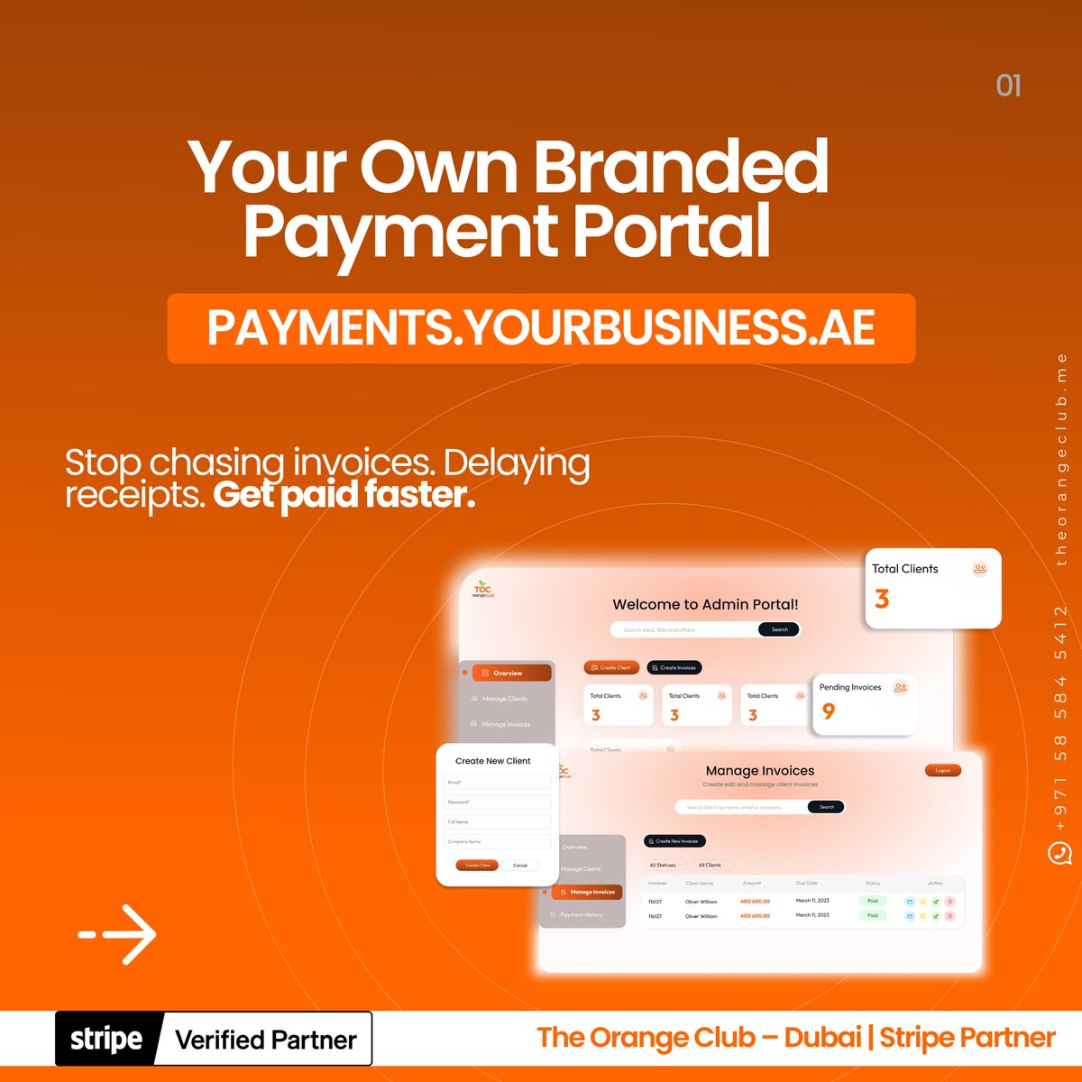 theorangeclubx's tweet photo. Spent 3 hours this week chasing late payments?

That’s 156 hours/year lost.

We built a payment portal that automates billing:

✔ Invoices in 1 click
✔ Auto WhatsApp + email reminders
✔ Instant receipts
✔ Payment tracking dashboard
✔ Stripe integration

Reply “DEMO” https://t.co/xnwUyUbppe