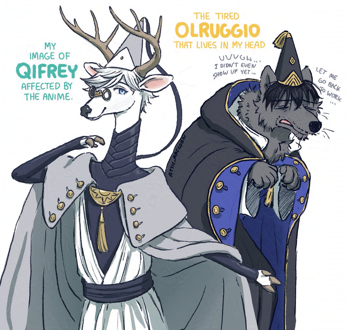 I wanted to draw Qifrey and Olruggio. But at this point in the anime, it turned out like this...