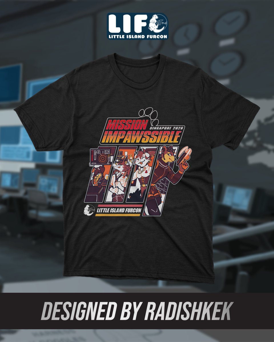 LittleIslandFC's tweet photo. 📡 Agents, we’re revealing our LIFC 2026: Mission Impawssible T-Shirt, designed by our Guest of Honour @radishkek 🎨✨

This exclusive T-shirt is included in conbags for sponsor tier and above! Upgrade your tier before registrations close on 3rd May! 🕵️‍♂️

#LittleIslandFC #LIFC2026 https://t.co/IwCOS2MTqt