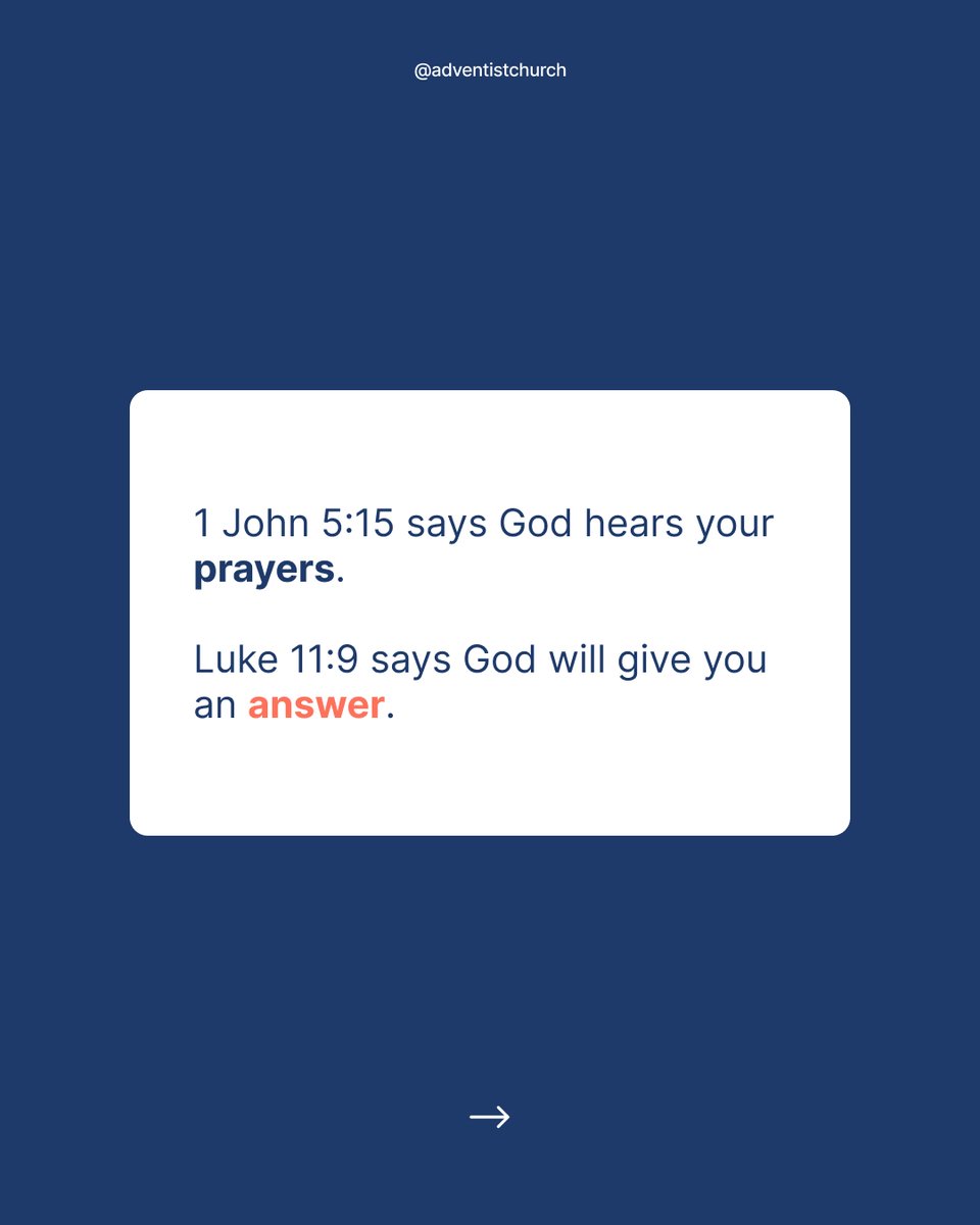 adventistchurch's tweet image. If you believe in the Bible, then you also believe in prayer. Here are 5 verses that invite us to pray as a personal connection with God, but there are many more! If you want to learn more about prayer, click here: adventist.org/beliefs/bible/…