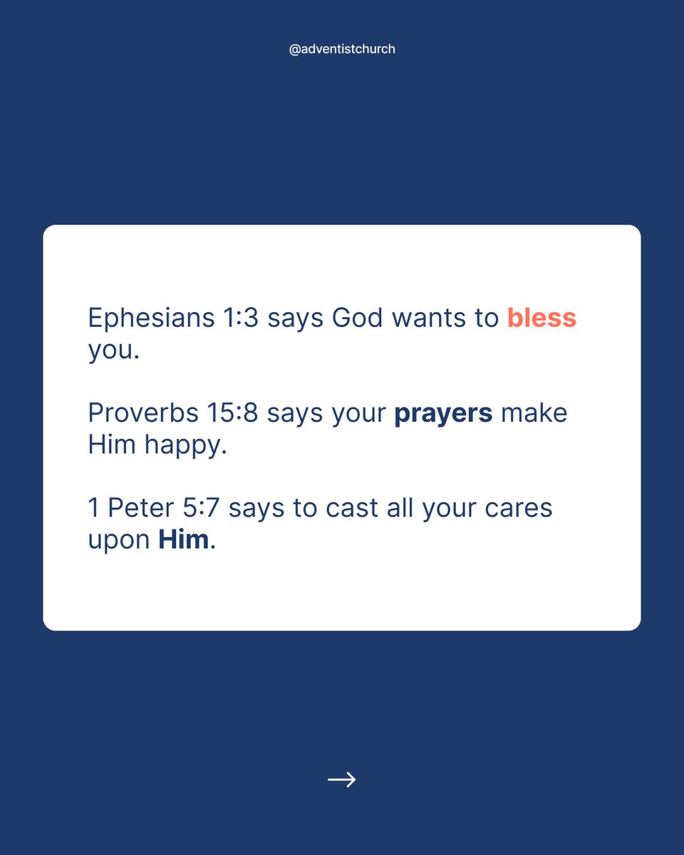 adventistchurch's tweet image. If you believe in the Bible, then you also believe in prayer. Here are 5 verses that invite us to pray as a personal connection with God, but there are many more! If you want to learn more about prayer, click here: adventist.org/beliefs/bible/…