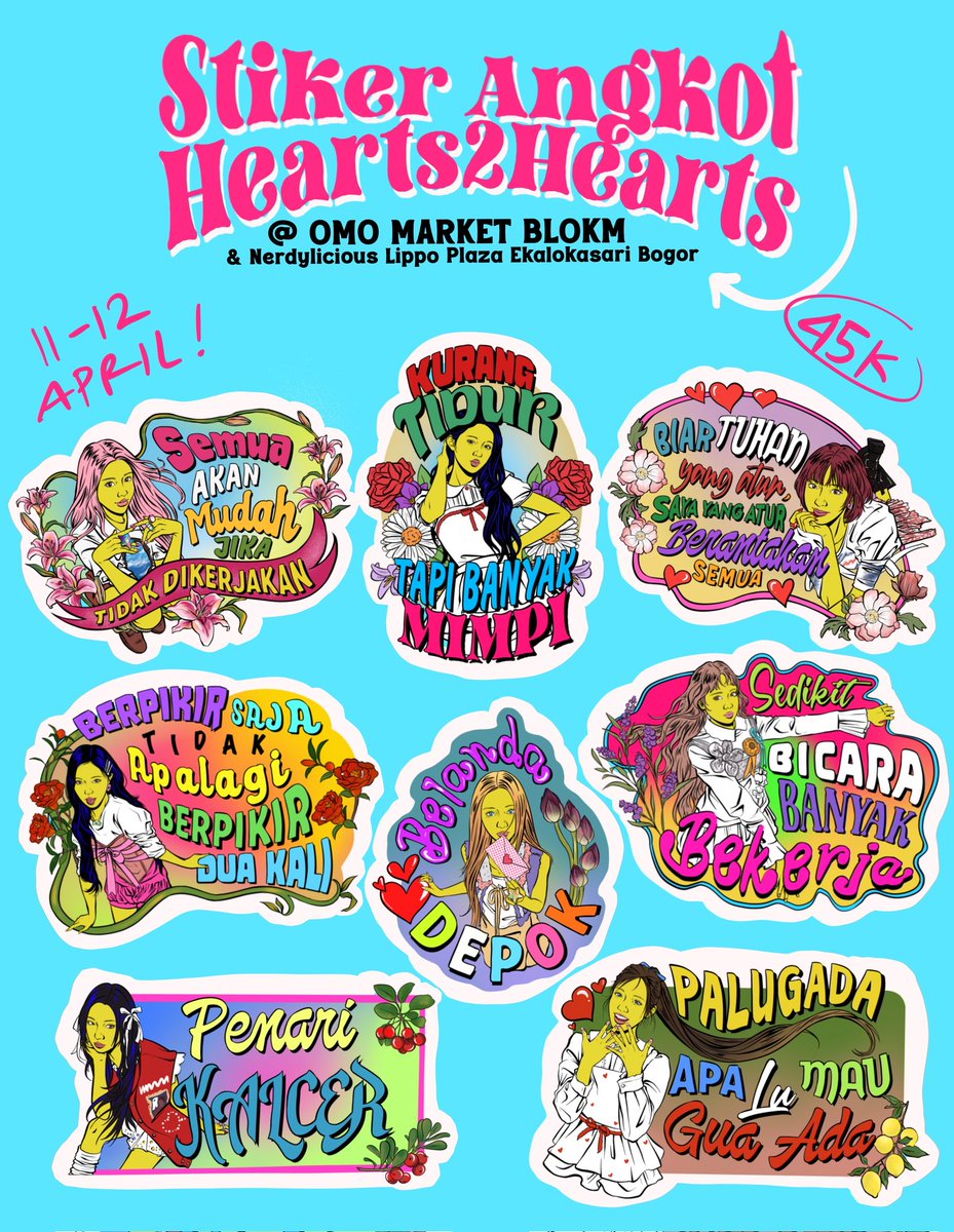 spesdelune's tweet image. mampir booth aQ ya guys di OMO Market &amp;amp; Nerdylicious hari inii 

yg paling baru ada Stiker Angkot Hearts2Hearts 😚