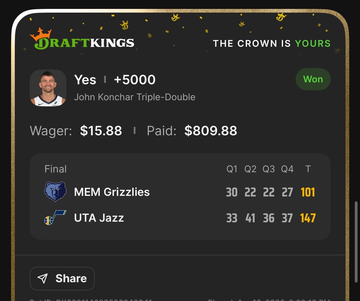 John konchar triple double +5000 🔥🔥

#draftkings 
#gamblingx 
#nba
#Fanduel