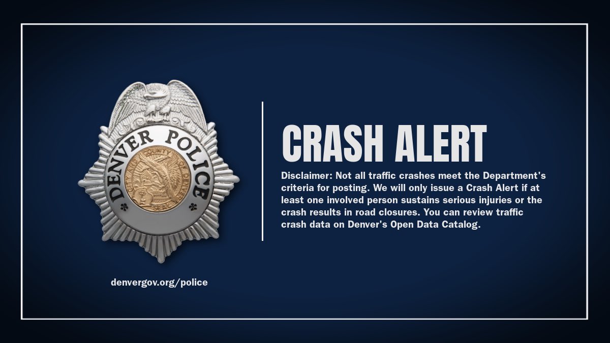 DenverPolice's tweet image. #TRAFFIC: #DPD is investigating a traffic crash at Southbound I25 and 8th ave involving three motor vehicles that resulted in serious injuries. Off ramp to 8th ave is blocked. Alternate routes advised. #Denver