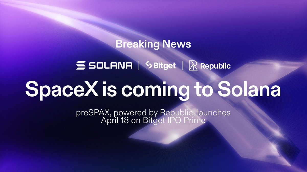 cryptodotnews's tweet photo. BREAKING: Solana announces Bitget’s preSPAX token sale on IPO Prime, powered by Republic https://t.co/JEScNTLk5X
