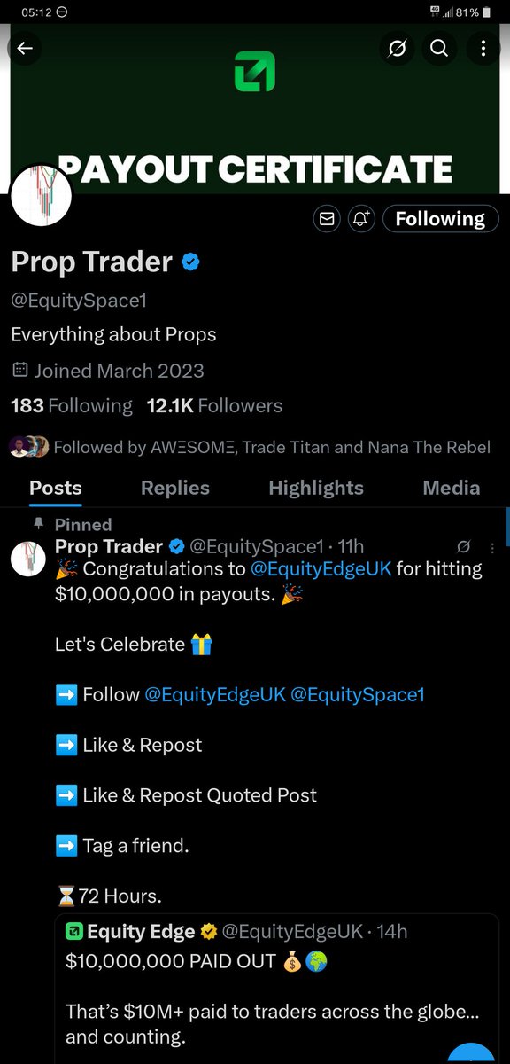 cjwontstop's tweet photo. @SGMJNR @EquityEdgeUK @EquitySpace1 done all task🙏🏾💚
@CJ_Crypt @iam_awes0me https://t.co/UJ5lXTHtJm