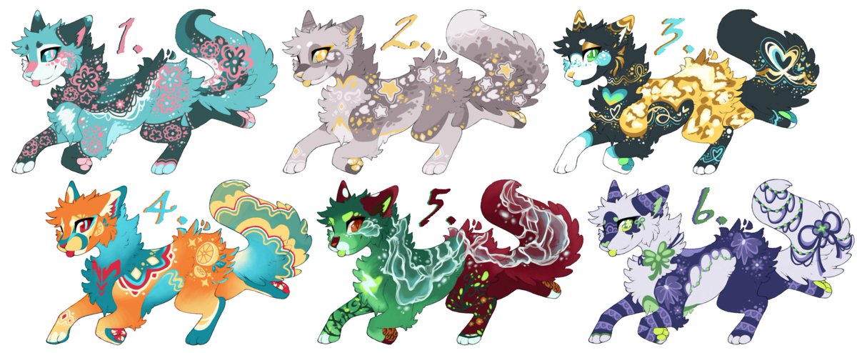 ✨💗 A small batch of adopt designs 💗✨
Their prices range from 23-26$, &amp; all of the necessary information can be found over on DeviantArt if you're interested in any of these lil cuties~  (* `꒳´ *)
deviantart.com/myra-amore/art…
___
#adopt #adoptable #furryadopt #furryart #ocadopt