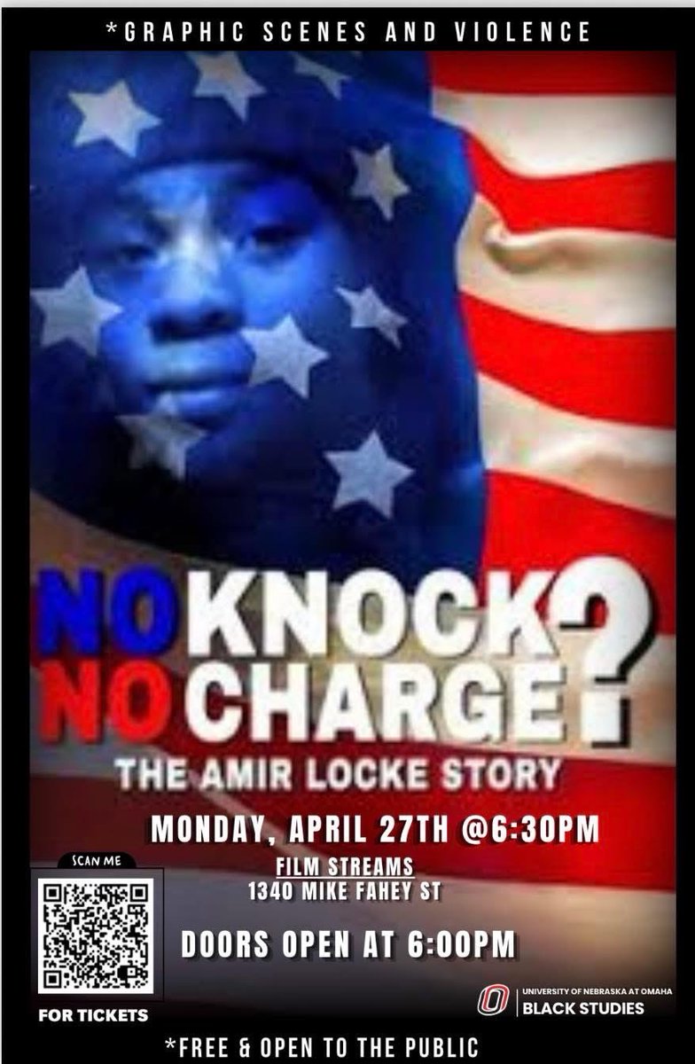JenniferJenn612's tweet photo. Karen Wells, mother of Amir Locke: “Family &amp; Friends please scan the QR code to get free tickets.  Come and see the truth about the execution of my son Amir Locke. A victim of a no knock warrant while sleeping on a couch that took place on 2/2/22.  Screening in the O.N.E, Omaha” https://t.co/UqRuXYePWS