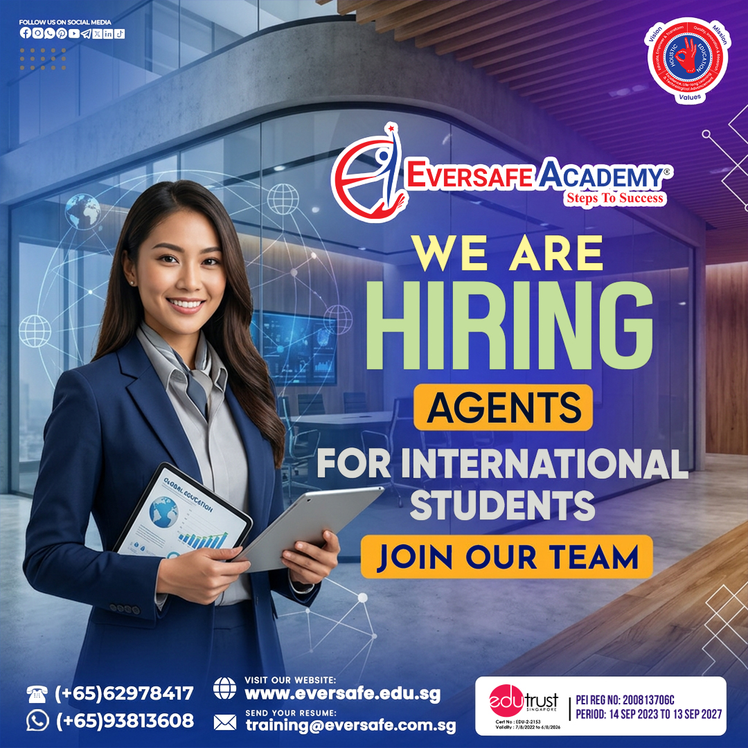 EversafeAcademy's tweet image. Unlock a global career opportunity by joining Eversafe Academy as an Education Agent for international students! 🌍🤝

#EducationAgent #StudyInSingapore #InternationalStudents #RecruitmentPartner #EversafeAcademy