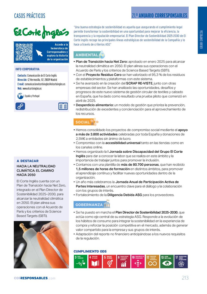 Corresponsables's tweet image. 🌱 @elcorteingles  🌍 

🔹 Net Zero para 2050 
🔹 Reducción de residuos del 95,3% con el Proyecto Residuos Cero. 
🔹 3.800+ Actividades sociales para involucrar a la comunidad.

💚 #Sostenibilidad #ESG #Inclusión

🔗 Aprende más 👉 f.mtr.cool/oezqpomcwl