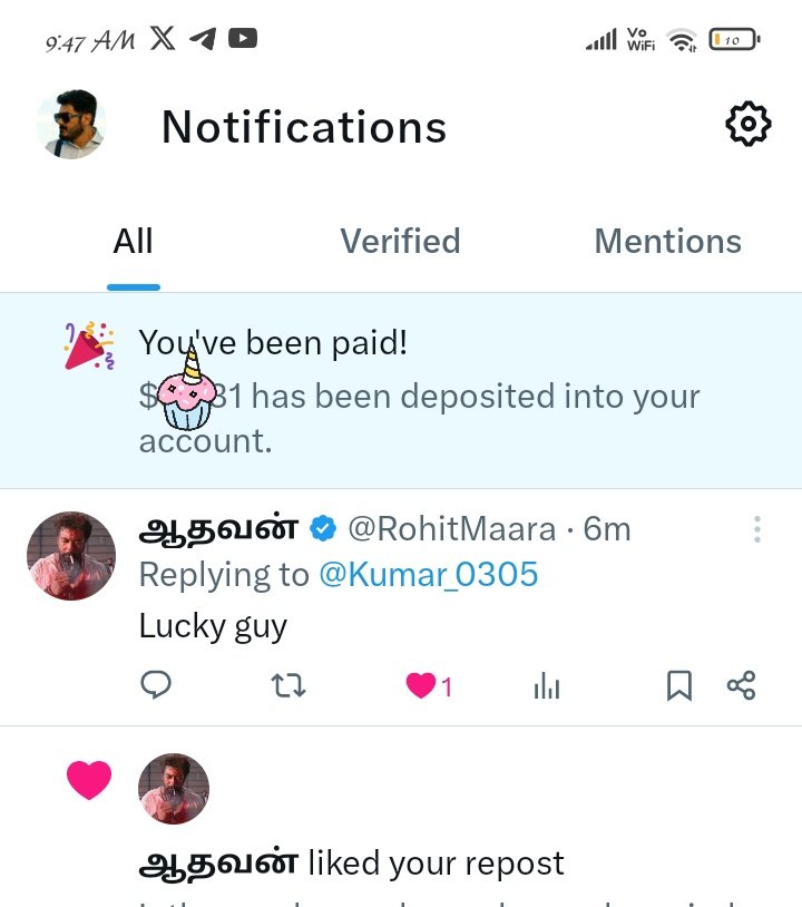 My first payout 💰received 🥺🥳😭❤️
Idhu beginning mattum 🔥

Thank you My followers and all Friends 🙏❤️✨ enaku support panna ellam Friends kum Thanks 

Thank da mams <a href="/elonmusk/">Elon Musk</a> ❤️😍