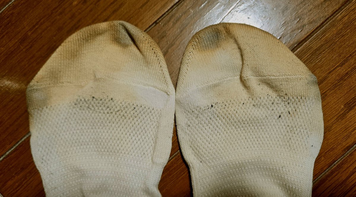 mi_isk39's tweet photo. ちなみに靴下はこれ履きます

履いた足を香ばしさ8割、酸っぱさ2割で臭くする靴下(納豆臭はゼロ)
洗わずって言ってますけど元から洗ってな…
でも汗で濡れたまま翌日履いたことはないので、ちょっと危険な臭いしますね

1日でこの靴下の臭さに勝てる人いたら尊敬します…

表面つま先が黒いのは、靴の中で指曲げたりしてるからです