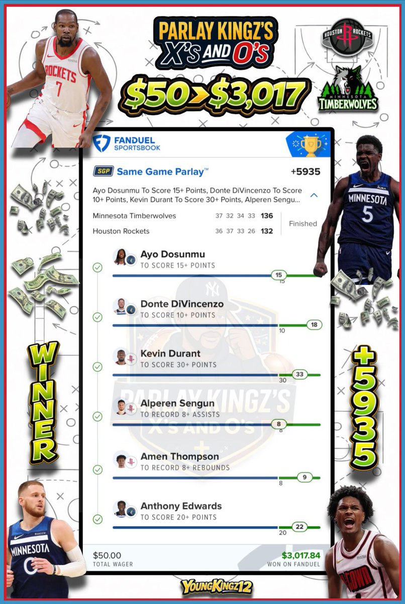 YoungKingz12's tweet photo. Another dub on a HT lay! I guess KD and the crew 🚀 🚀 are my good luck 🍀 charm! https://t.co/kxlnqQqwnY