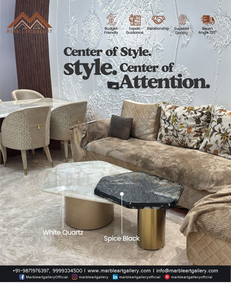 gallery_marble's tweet photo. A perfect centerpiece that defines your space — where White Quartz meets Spice Black to create a bold expression of style and sophistication.
Center of style. Center of attention. ✨

📞 Order Now: +91-9871976397, 9999334500
🌐 Visit: https://t.co/k1jhxOlcs8#MarbleArtGallery https://t.co/sUwizAfX7f