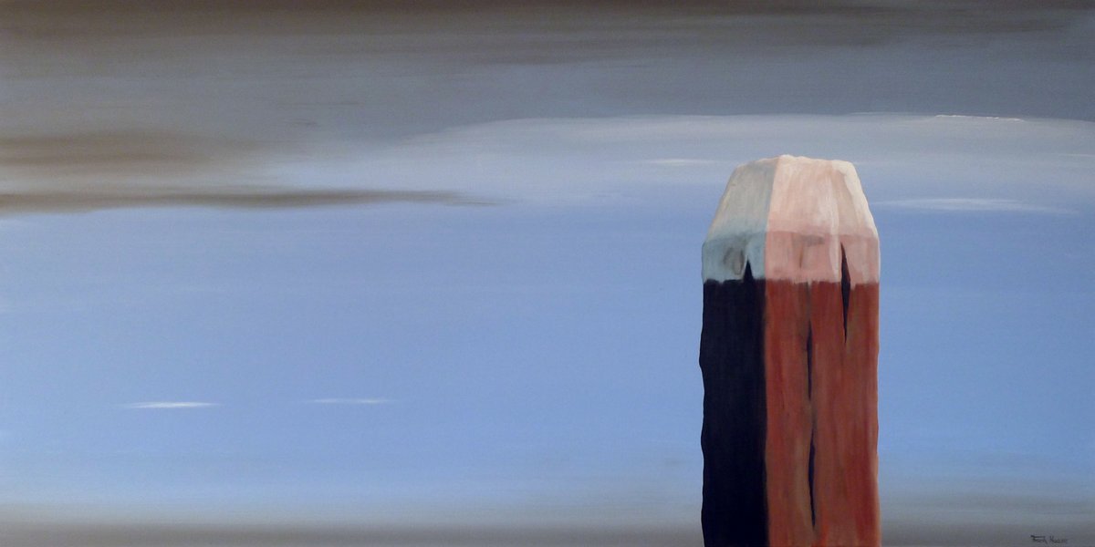 fhaase's tweet photo. "Dable_01", 2013: Dieses große Acrylbild, 90 x 180 cm, das eine Dalbe in Norddeutschland zeigt, ist leider kaputt gegangen. Der Firnis vertrug sich mit einer der verwendeten Acrylfarben nicht. Danach malte ich zum Ersatz "Dalbe_02".

#kunst #frankhaase #acryl https://t.co/iNAGE1GBPQ