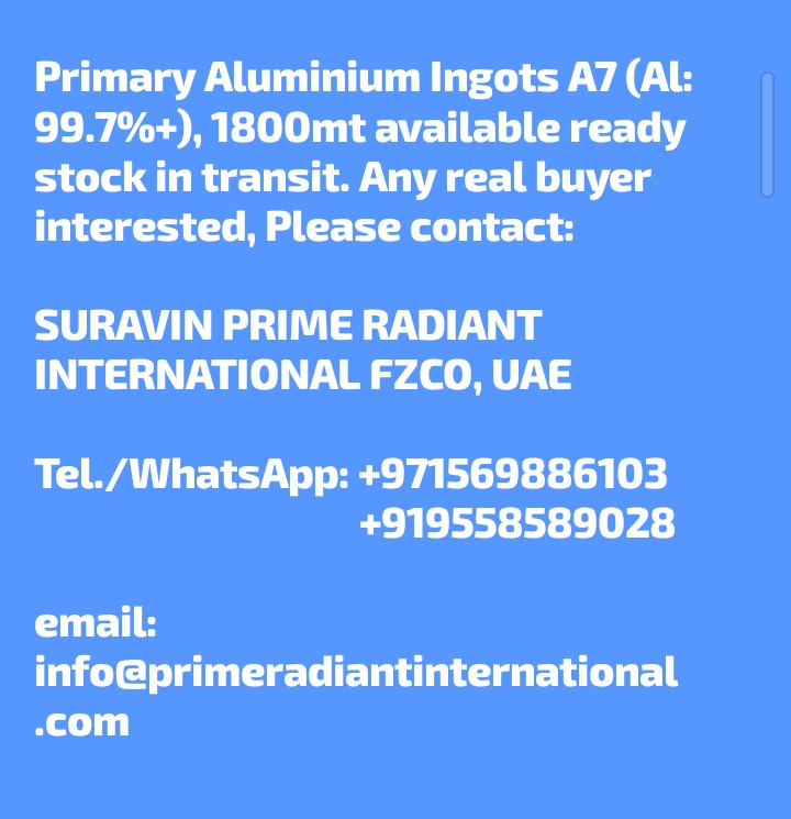 Prime__Radiant's tweet photo. #Aluminium #ingots #export https://t.co/UlNARtfccO