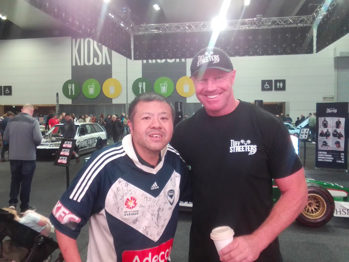 kennythedoosra's tweet photo. Thanks @BarryHall9 @NoLimit_Boxing @TuffStreeters 4 coming 2 @TuffStreeters #melbournemotorshow @mcec in @gomvfc b4 going home &amp; watch @ParamountPlusAU #aklvmvc 2day it was gr8 meeting U there &amp; I am sure @Chic_Talent likes my photos GO VICTORY! #barryhall #tuffstreeters #mvfc. https://t.co/Ncu0uBu1zv