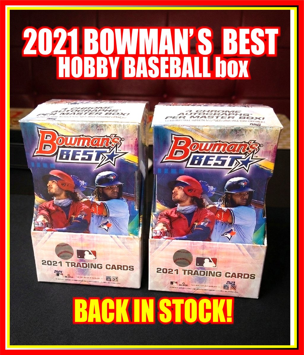 BROG_SUIDOBASHI's tweet image. ⚾️2021 Bowman’s Best Hobby Baseball Box⚾️

🔥再入荷！🔥

人気のBowman’s Bestが
店頭に戻ってきました！

もう一度開けたい方にも、
買い逃していた方にも
見逃せない再入荷です！

#baseballcards #bowmansbest #tokyo #suidobashi #tokyodome