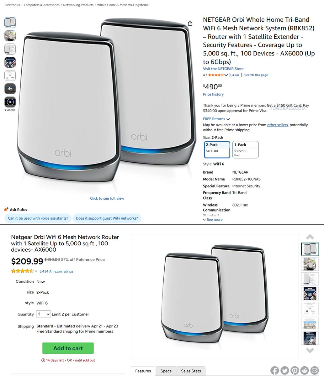 thedealsguy_'s tweet image. Discounted Network Router 📡 

Normally $490+ on retailers like Amazon.

Now $209.99 for the entire setup; great personal pickup.

link.tdgdeals.com/xArUR