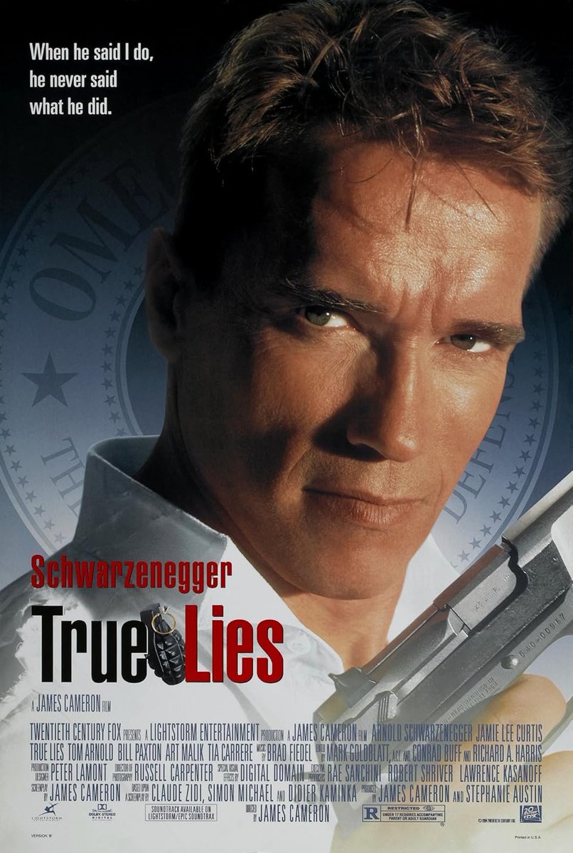 MoraniteS's tweet photo. You'd think with a director like James Cameron and big name actors like Arnold Schwarzenegger and Jamie Lee Curtis, True Lies would be one of those movies everyone  has seen and always brings up, but me and my friends only just saw it. God damn that was a ton of fun. https://t.co/F9HqzJvmml