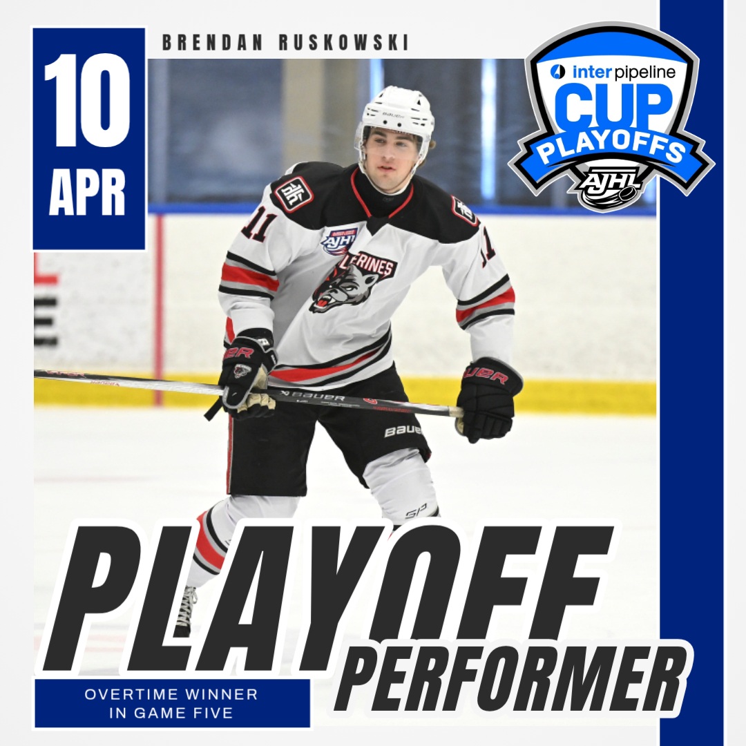 TheAJHL's tweet image. Brendan Ruskowski is the OT hero in Game Five as the Wolverines take a 3-2 series lead! The 2026 Bunge AJHL North Division Final continues with Game Six on Sunday afternoon. #BuiltForThis