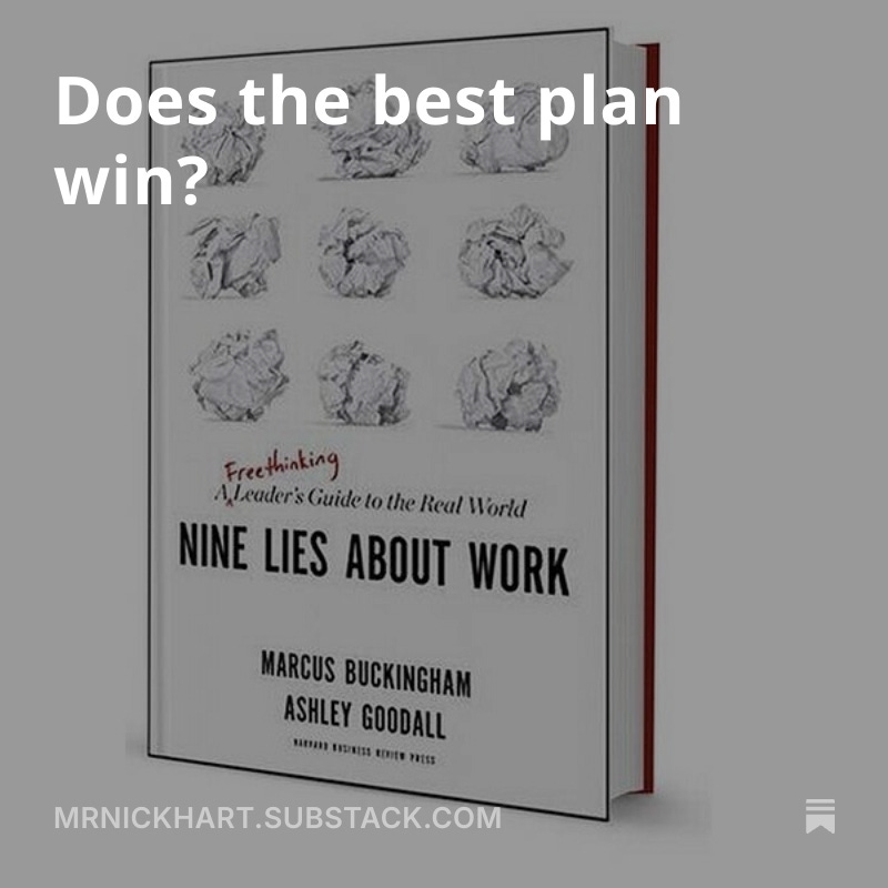 MrNickHart's tweet image. ✍ NEW ON SUBSTACK ✍ 

I'm pairing something old from the Wordpress archive with something new.

From the archives:
Does the best plan win?
mrnickhart.substack.com/p/does-the-bes…

New this week:
Designing leadership teams for architectural and integrative work
mrnickhart.substack.com/p/designing-le…