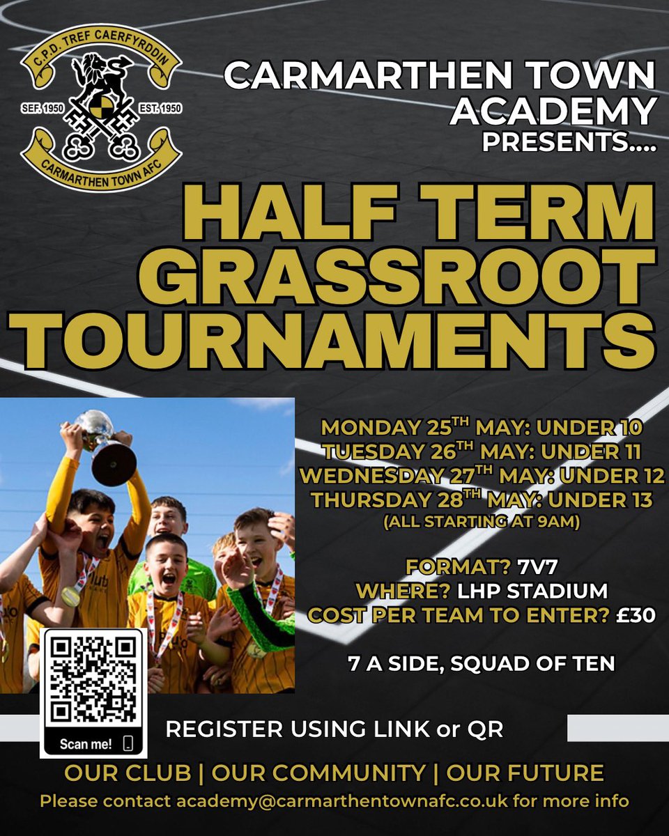🚨 

EXCITING NEWS!

We will be running grassroot tournaments from under 10s to 13s in the May half term week. More details below!

Please sign your teams up using the following link: forms.gle/UMKAD4eVRRgSUB…

OUR CLUB | OUR COMMUNITY | OUR FUTURE