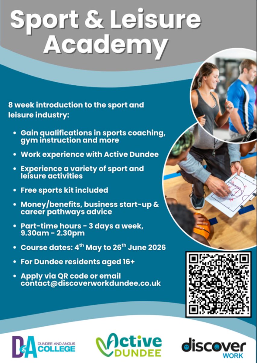 dundeewestend's tweet image. Sport &amp;amp; Leisure Academy 2026      #Dundee 

tiny.cc/sport-leisure