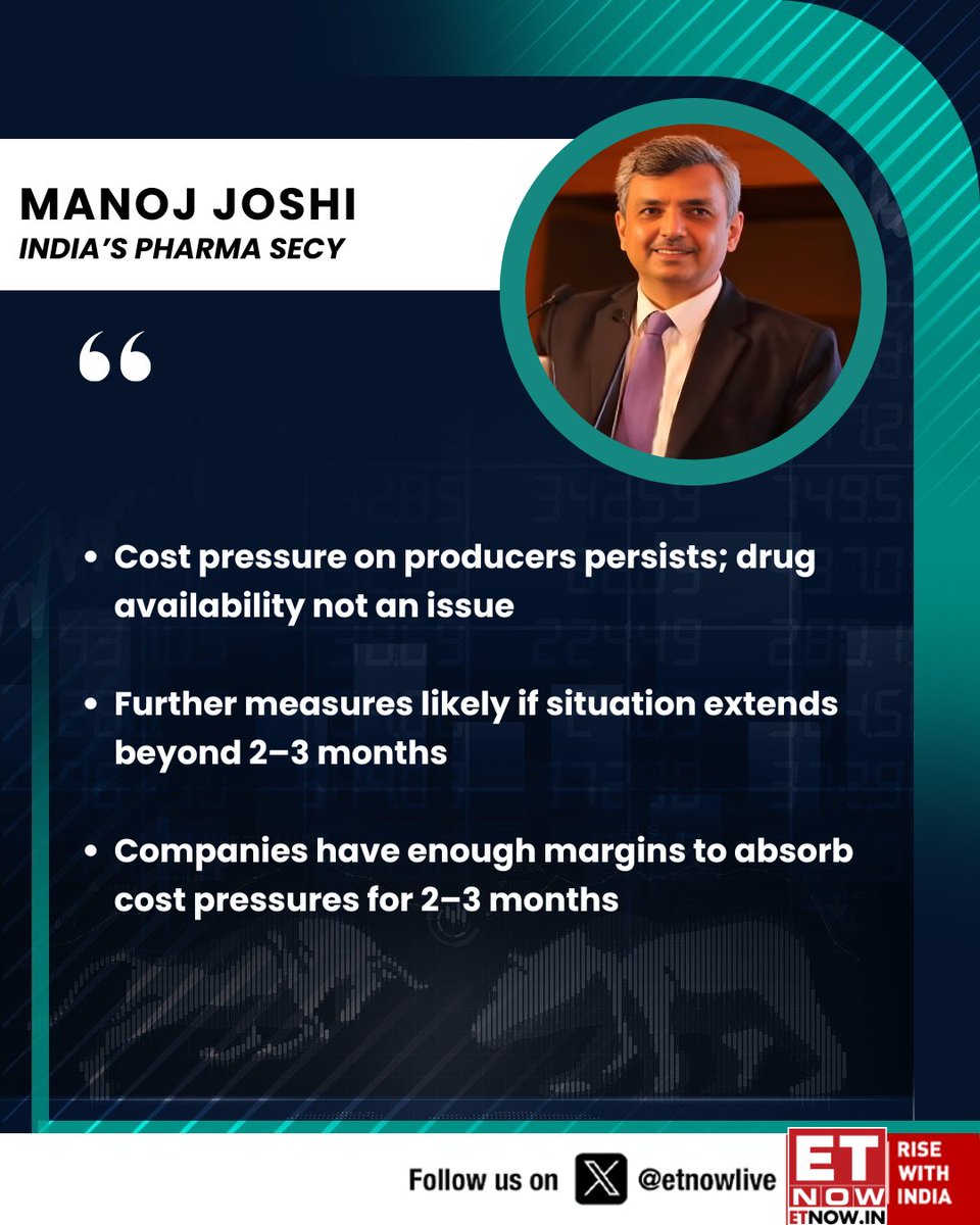 ETNOWlive's tweet image. #ETNOWExclusive | 100% tariff on generic drugs would increase prices for consumers; not anticipating that move says India's Pharma Secy Manoj Joshi

@Pharmadept #pharma #US #Trumptariffs #tariffs
