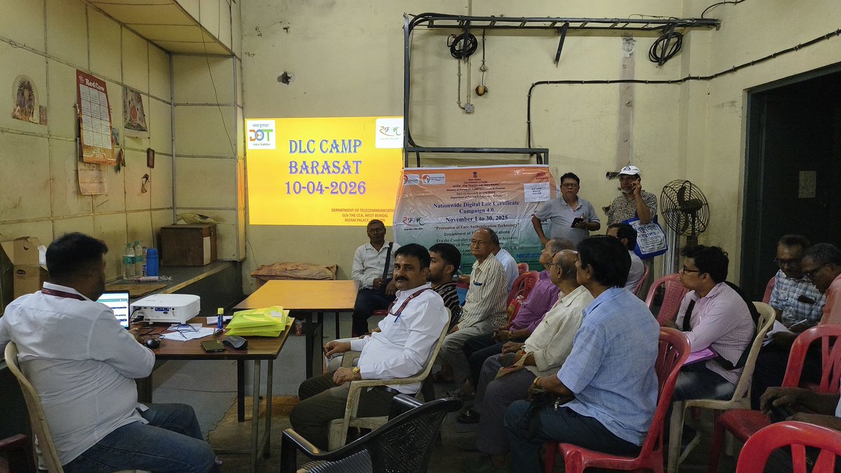 ccawbc's tweet photo. A Digital Life Certificate Camp was organized by O/o CCA, WBC at Barasat on 10.04.2026 under the Nationwide Digital Life Certificate Campaign 4.0, promoting face authentication technology for the ease and empowerment of pensioners. @ControllerDot @DoT_India https://t.co/gK116ANxG3