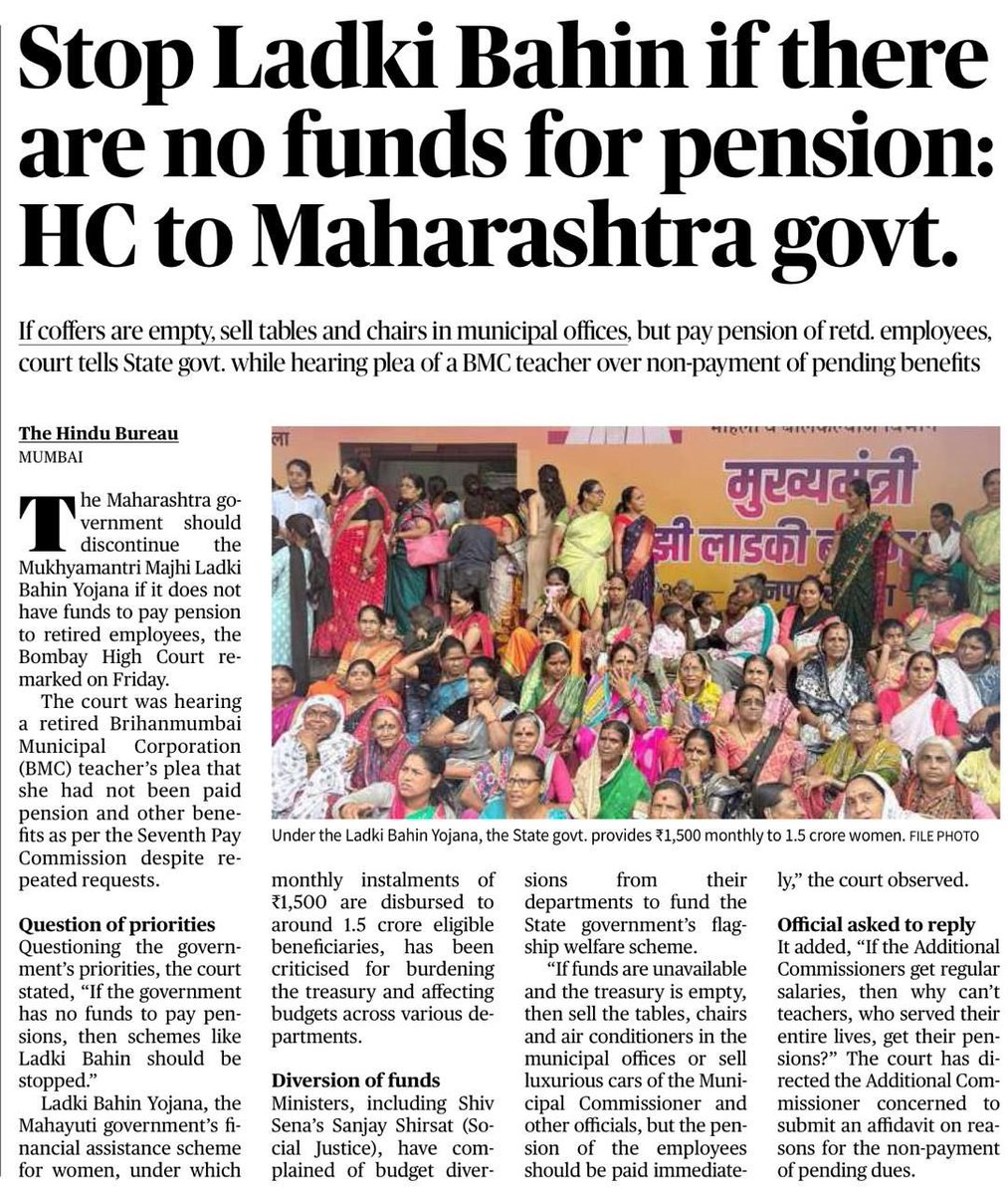 rssurjewala's tweet image. THE CLASSICAL BJP DOUBLESPEAK👇

In Maharashtra, BJP Govt dupes women, deletes nearly 90 lakh beneficiary women as it fails even to pay pensions, nor does it have funds to pay ‘Ladki Behen Scheme’ money of ₹1,500/month.

In Karnataka, they use Election Commission to temporarily