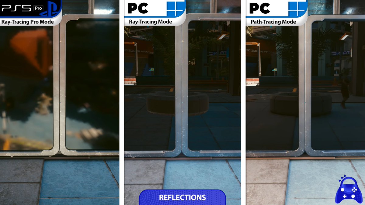 YatoSubs1's tweet image. الاختلاف البصري بين نسخة الحاسب (إعدادات PT على اليمين والـ psycho بالمنتصف) ونسخة PS5 Pro من Cyberpunk 2077 على وضع RT Pro

المقارنة الكاملة:
youtu.be/gVB64DU7ANk?si…