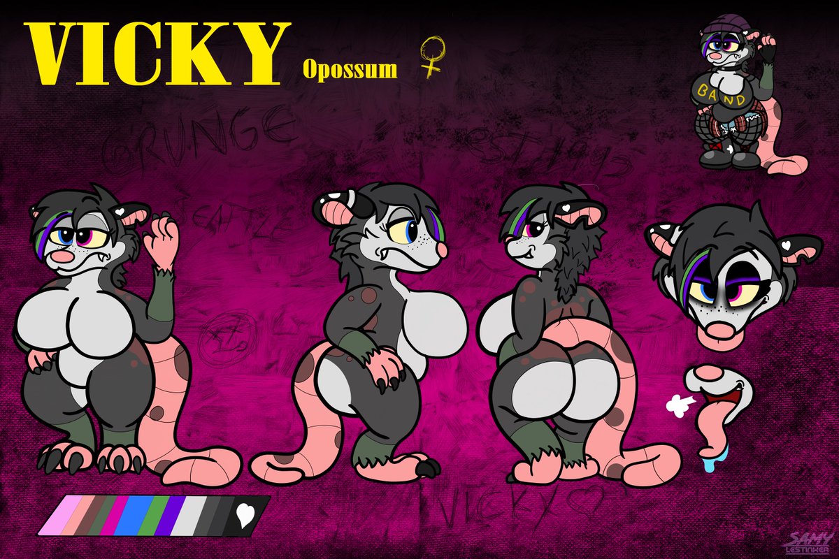 SamyLeStinker's tweet photo. VICKY POSSUM ❤️
Say hello to a new OC of mine!  This sweetheart can be considered a ''comfort character''  as she represents a mix of everything that attracts me in a female character in term of style and personality while representing an aesthetic/music genre that I love: Grunge https://t.co/EGBQBPL2Nx