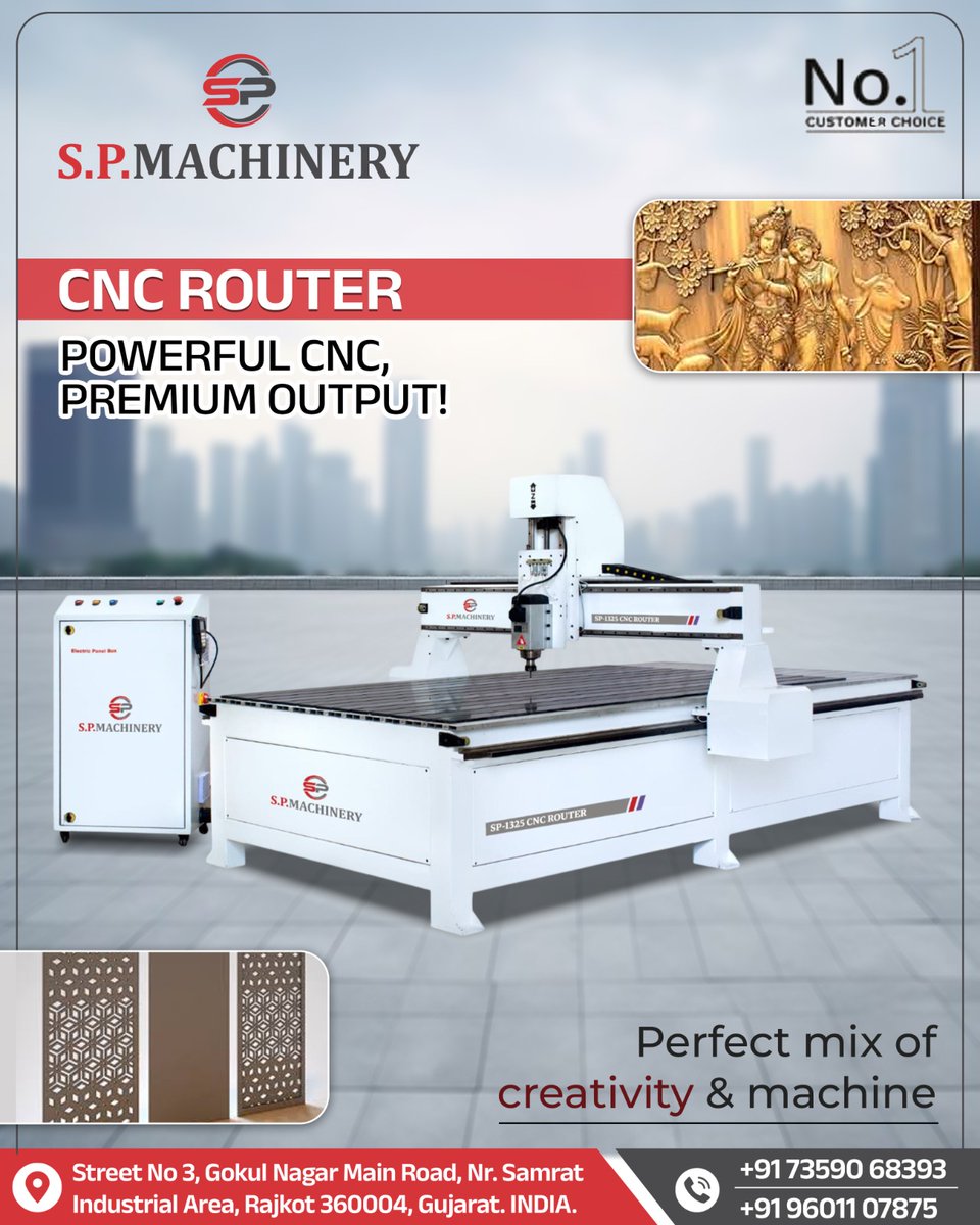 SPmachinery1222's tweet image. Where creativity meets precision. 🎯

#CNCRouter #SPMachinery #PrecisionEngineering #WoodDesign #CreativeManufacturing #Automation #IndustrialMachines #MakeInIndia #Innovation #FurnitureDesign #FactoryLife #RajkotIndustry #NextGenManufacturing #BusinessGrowth