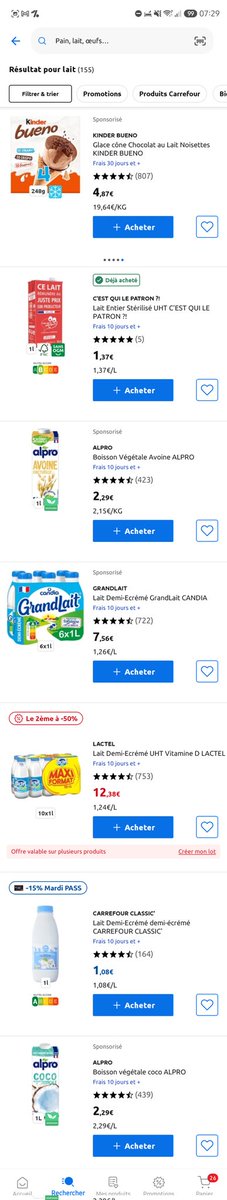Cynaco's tweet photo. @CarrefourFrance Et si vous alliez vous faire foutre avec vos contenus sponsorisés dans l'application de courses ? 4 produits sur 7...
GG, j'irais voir ailleurs la prochaine fois. https://t.co/SGyekvd6UU