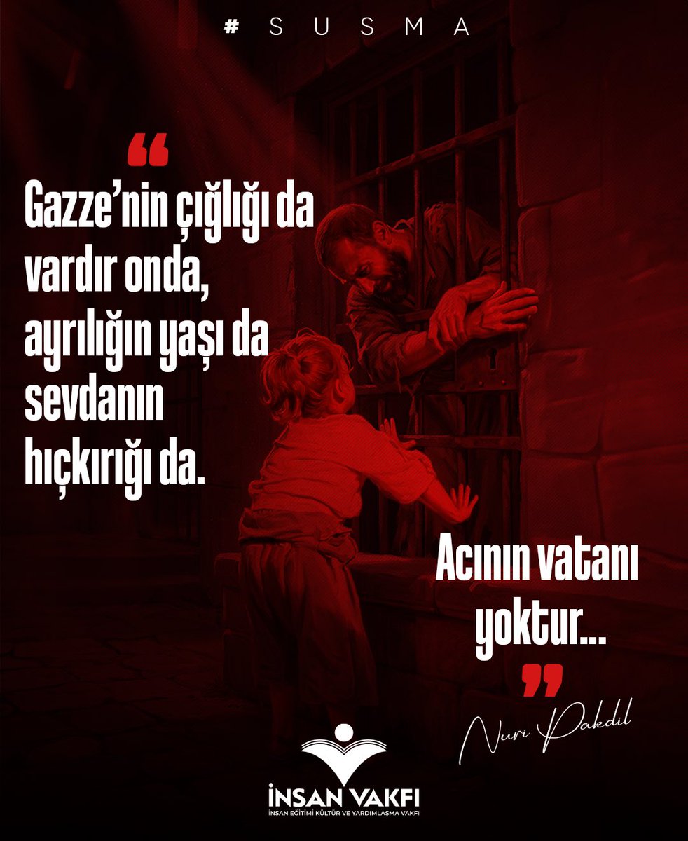 insanvakfi's tweet photo. İsrail, soykırıma yasaları eliyle devam ediyor! 📣

⁉️ Zalimin zulmü bu derece istikrarlı bir şekilde devam ederken bizler adaletin tesisi için ne derece kararlıyız?

📌 Filistinli kardeşlerimizin hakkını savunmamak demek, insanlığı ölüme terk etmek demektir!

#SUSMA https://t.co/VUFylqKSrQ